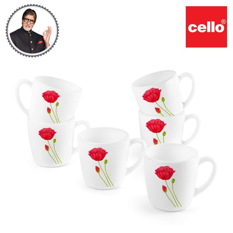 Imperial Red Poppy Ricca Mugs, 6 Pieces - Image 8