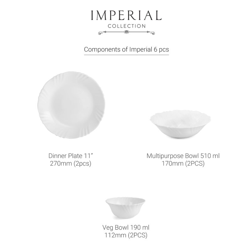 Imperial Series 6 Pieces Opalware Dinner Set for Family of 6 - Image 3