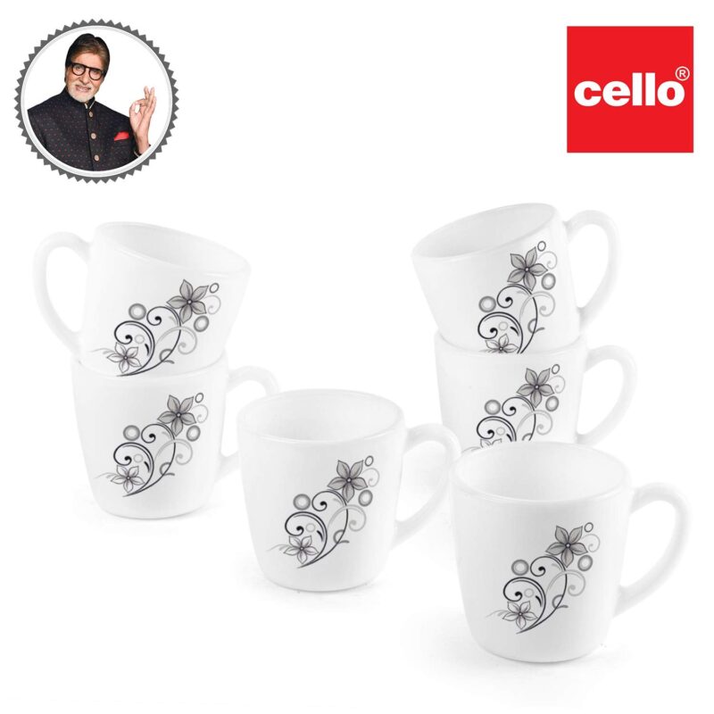 Imperial Camber Black Ricca Mugs, 6 Pieces - Image 4