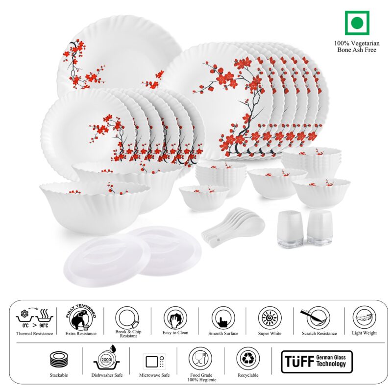 Dazzle Series 37 Pieces Opalware Dinner Set for Family of 6 - Image 3