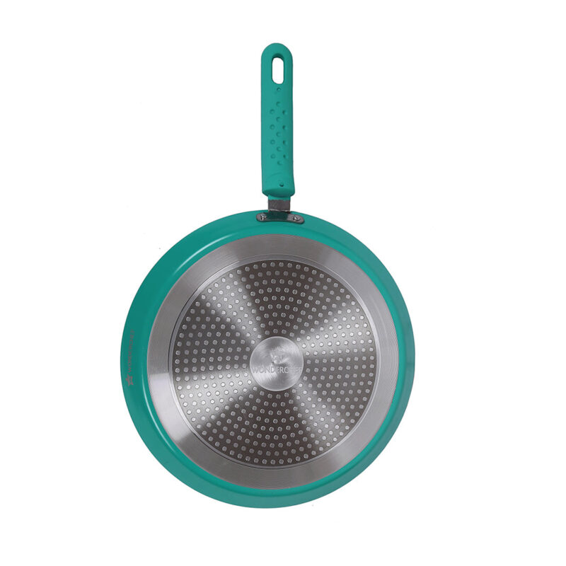 Celebration Non-stick Cookware Set, 5Pc (Wok with Lid, Mini Fry Pan, Dosa Tawa, Grill Pan), Induction Friendly, Soft Touch Handle, Pure Grade Aluminium, PFOA/Heavy Metals Free, 2.2mm, 2 Years Warranty, Turquoise blue - Image 7