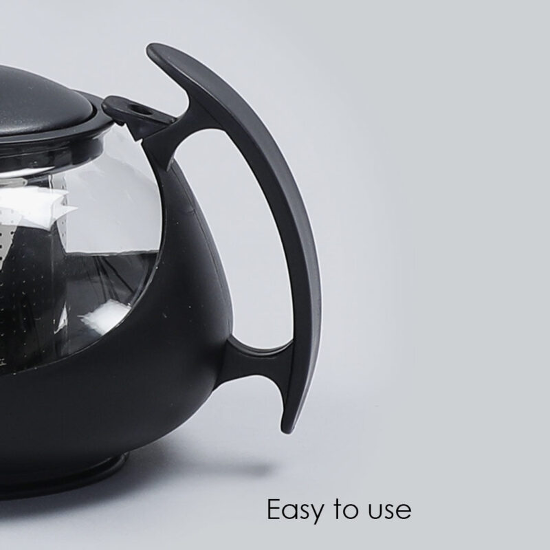 Piccolo Glass Tea Infuser with Plunger, 750ml, Black, Stainless Steel Mesh Filter - Image 7