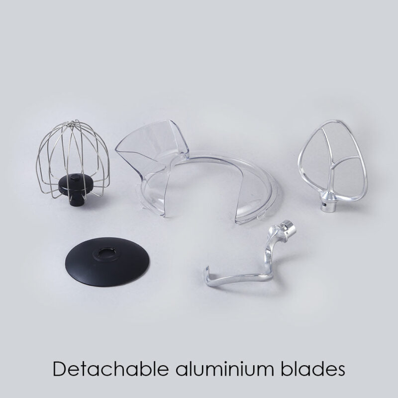 Crimson Edge Die-Cast Metal Kitchen Stand Mixer and Beater with 6 Speed Settings | 1000W Powerful Copper Motor | 5L SS Bowl | Whisking Cone, Mixing Beater, Dough Hook Attachments & Splash Guard | Home Cooks & Professional Bakers | 3 Year Warranty | Black - Image 6