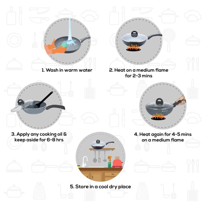 Granite 3 Pc Cookware Set with Lid, Non Stick, 2 Years Warranty - Image 7