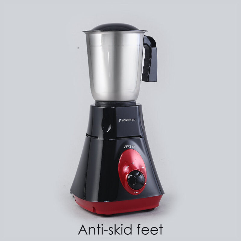 Vietri Mixer Grinder, 550W with 3 Anti-rust Stainless Steel Jars and Blades, 3-speed Knob, Anti-skid Feet, 5 Years Warranty on Copper Armature Motor, Black & Red - Image 7