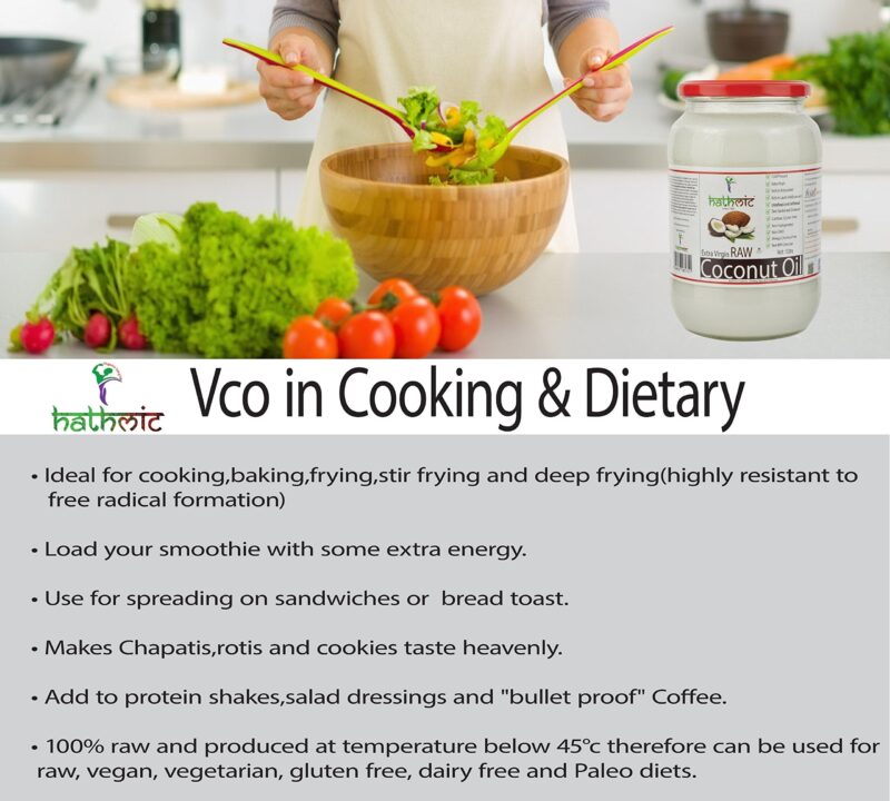 HATHMIC Raw Extra Virgin Coconut Oil (Cold Pressed)1000ml - Image 2