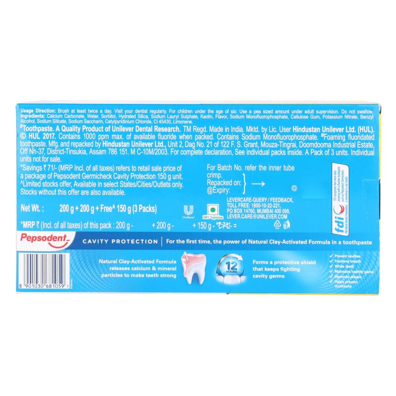 Pepsodent Germi Check Toothpaste - 200g (Pack of 2) With free 150g, Fresh Breath - Image 4