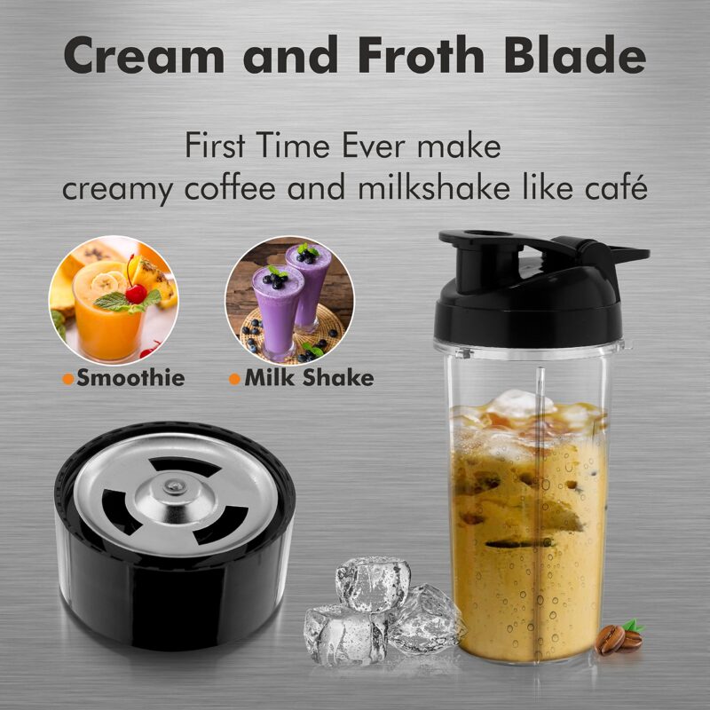 Cookwell Bullet Mixer Grinder (5 Jars, 3 Blades, Silver) - Copper, 600 Watts - 2 Year Warranty - Image 4