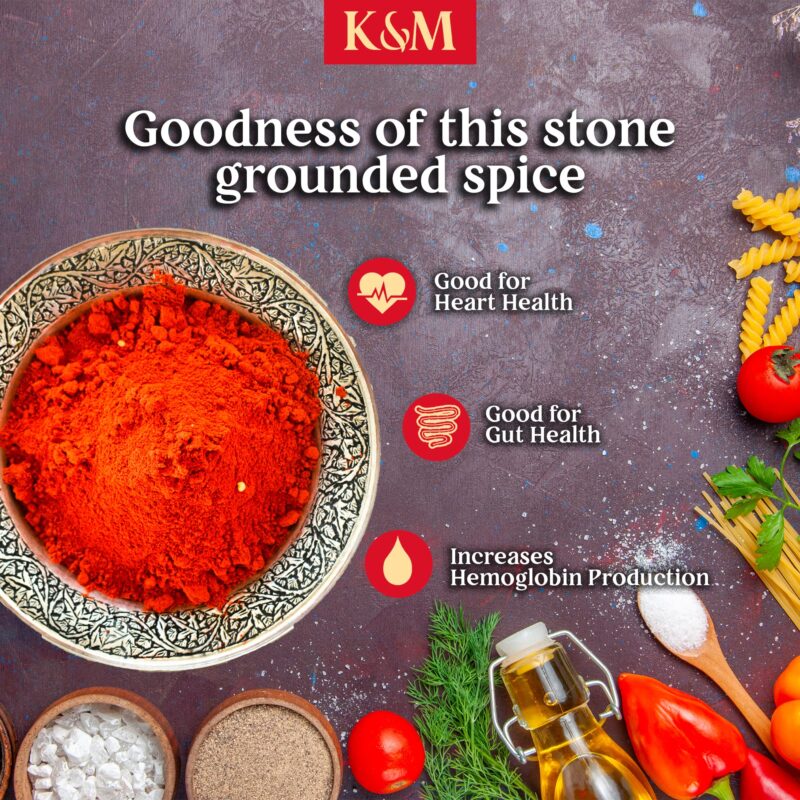 Kanz & Muhul Kashmiri Red Chilli Powder 450 Grams | Kashmiri Lal Mirch Powder | Mild Spicy, Authentic, Bright Red Colour | Organic Kashmiri Mirch | With No Added Preservatives | 450 Grams - Image 2