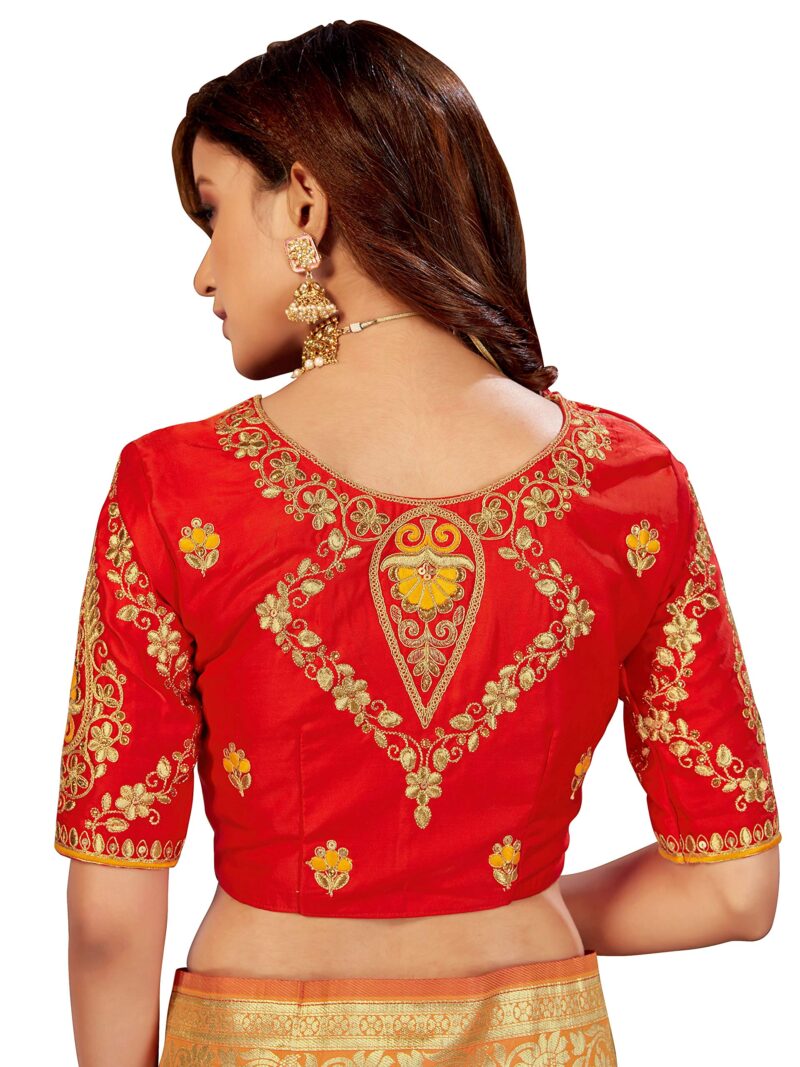 MANOHARI Women's Woven Silk Blend Saree With Un-stitched Blouse (MN868_Yellow) - Image 2