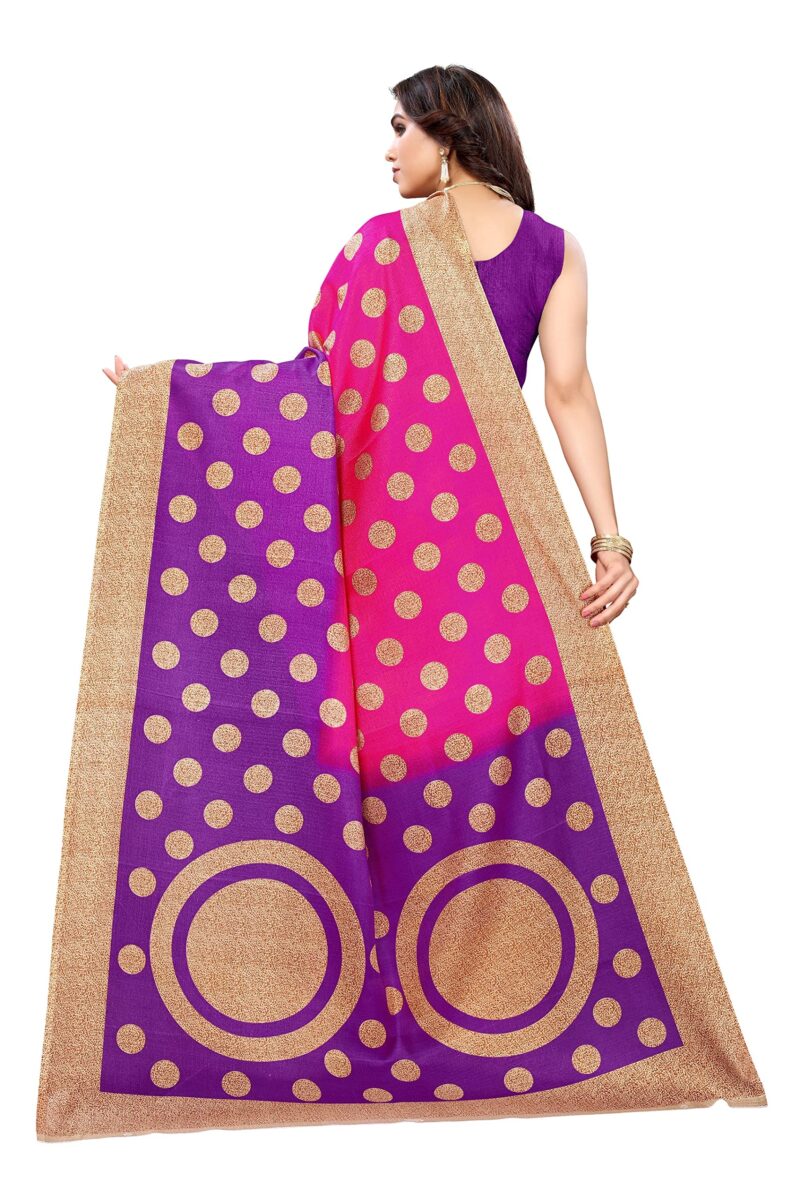 Tarshika Women's Art Silk Printed Saree With Blouse Piece(KORA PINK_Free Size) - Image 3