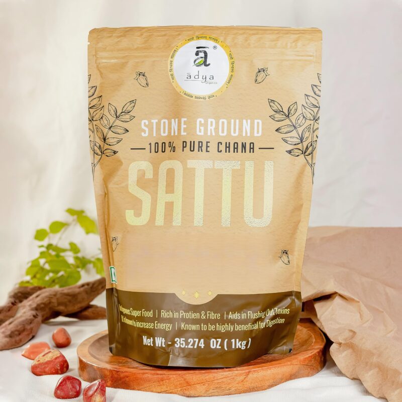 Adya Organics Sattu | 100% Pure & High-Protein Roasted Chana Powder | Chemical-Free & Natural | Perfect for Summer Drinks, Parathas, & Snacks | Healthy & Tasty | 2kg- (Pack of 2) - Image 5