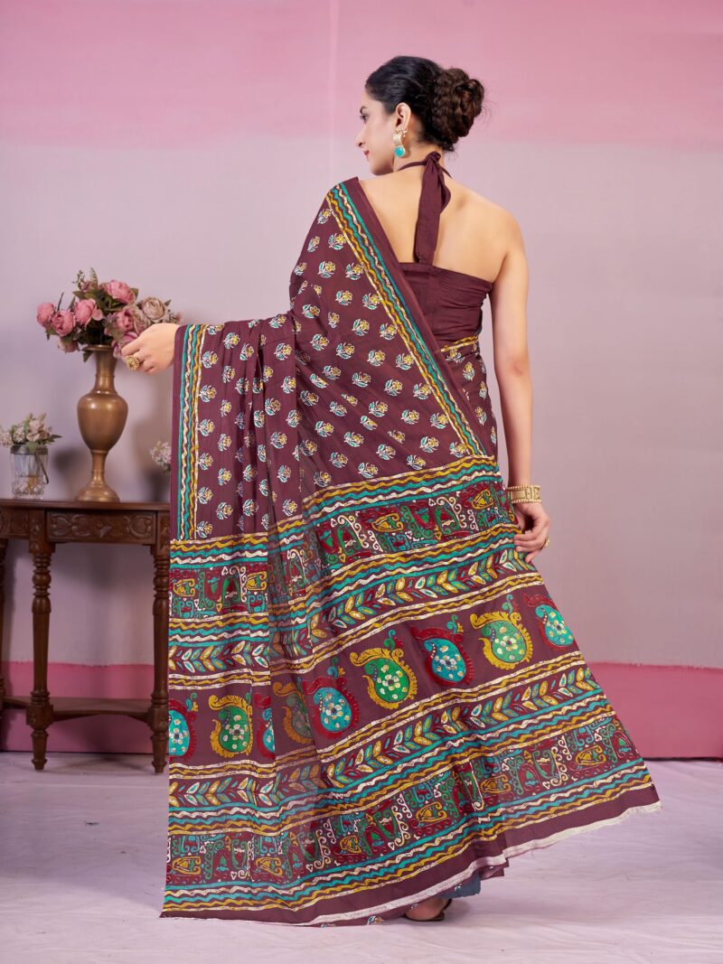 Garden Vareli Floral Print Pure Cotton Saree with Unstitched Blouse Piece 88436 - Image 5