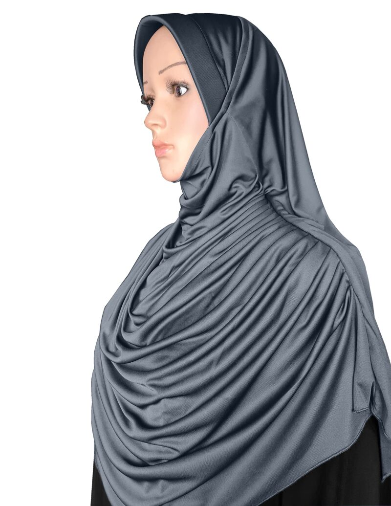 Mehar HIJAB'S MUSLIM MODEST WOMEN'S FRILLED STYLISH HIJAB FAEEZAH (Grey, X-Large) - Image 4