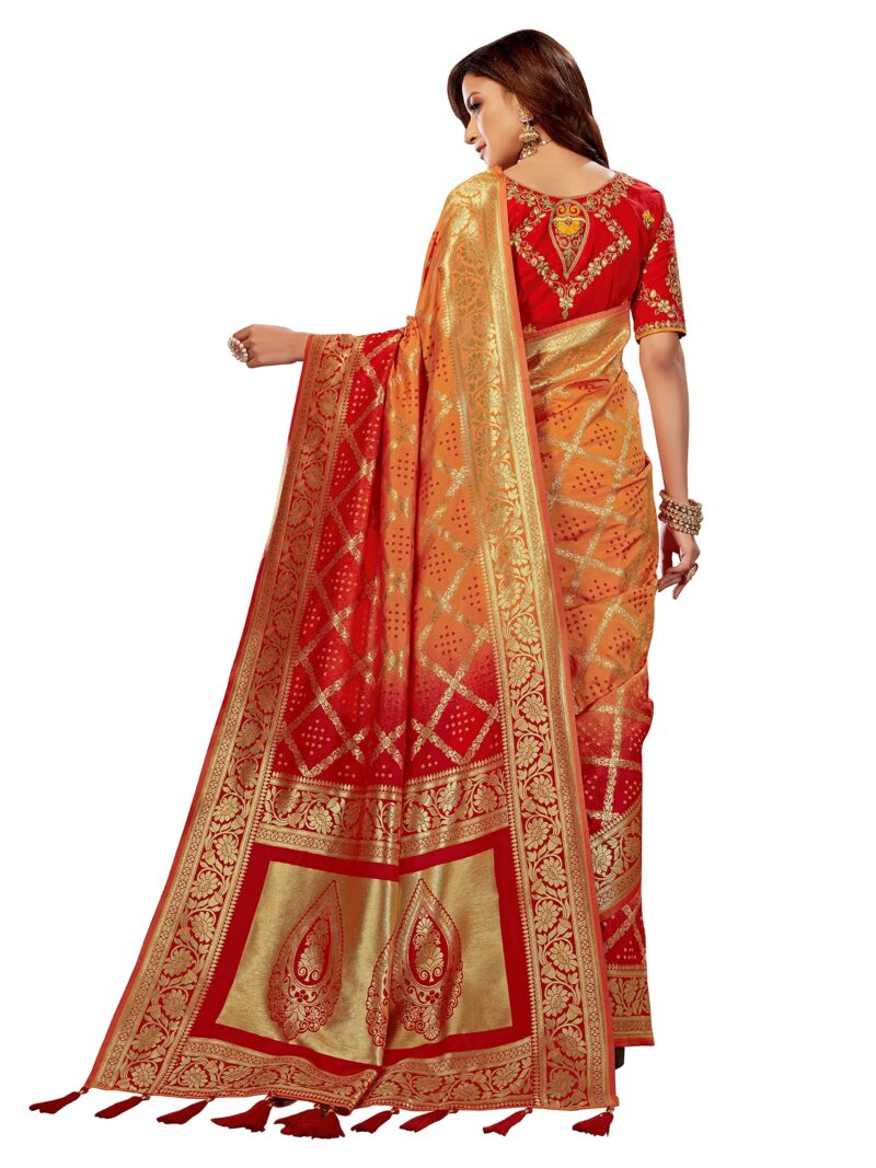 MANOHARI Women's Woven Silk Blend Saree With Un-stitched Blouse (MN868_Yellow) - Image 7