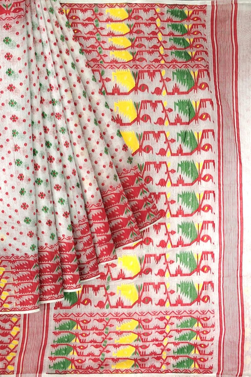 RONGORANI Bodhuboron Cotton Silk Jamdani Saree, Without Blouse Piece - Image 2
