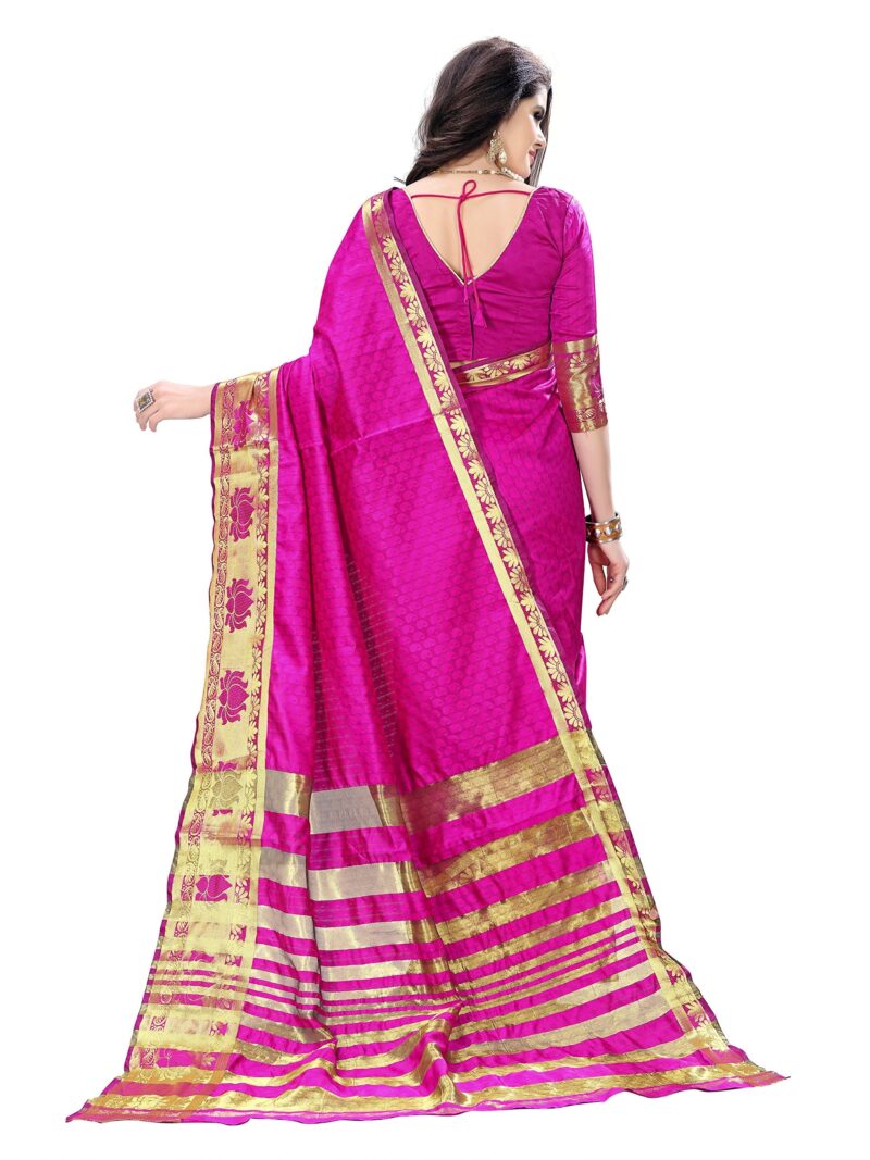 ANNI DESIGNER Art Décor Women's Self Jacquard Cotton Silk Lotus Pink Color Saree With Blouse_Free Size - Image 2