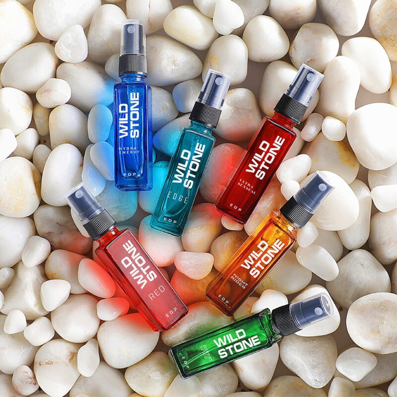 Wild Stone Fragrance Gift Set with Ultra Sensual, Forest Spice, Red, Hydra Energy, Edge and Night Rider Perfume for Men, Pack of 6 (8ml each) - Image 2