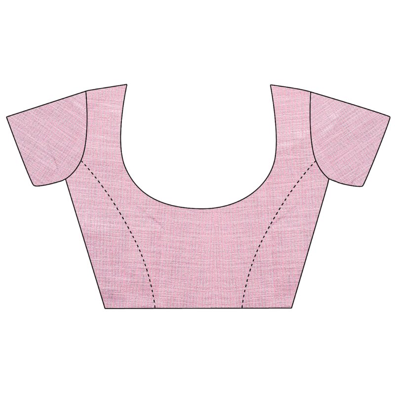 Rekha Maniyar Women's Jacquard Linen Saree With Unstitched Blouse Piece (SILVERLINEN_LIGHTPINK_NS) - Image 3