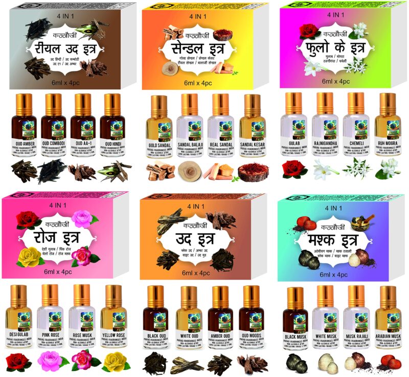 Parag Fragrances Natural & Premium Liquid Attar Gift Pack For Unisex (Kannauji 6 In 1) - Multiple - Image 3