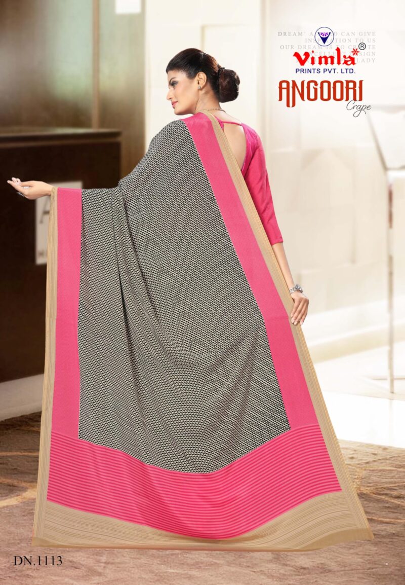 Vimla Women's Multi Crape Silk Uniform Saree with Blouse (Free Size_1113_Multicolor) - Image 4