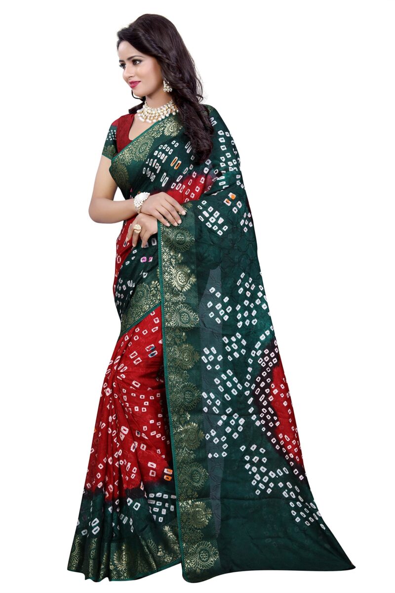 Dealsure Silk Women's Multicolor Bandhani Saree With Blouse Piece(Multicolor) - Image 2