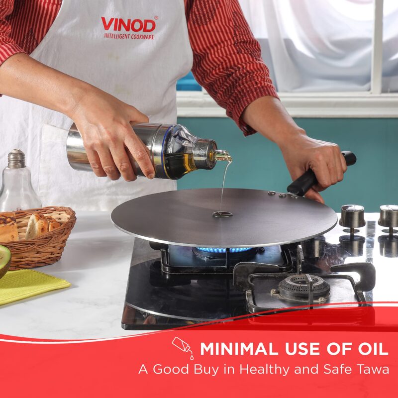 Vinod Aluminium Zest Non Stick Multi Tawa - 30 cm, 4mm /Triple Layer, Scratch Proof, Toxin Free, Riveted Bakelite Handle/Flat Roti Tawa/Gas Base - Black (2 Year Warranty) - Image 8