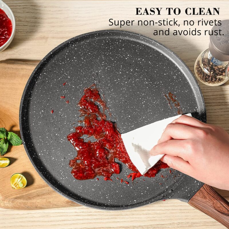 SENSARTE Nonstick Crepe Pan, Swiss Granite Coating Dosa Pan Pancake Flat Skillet Tawa Griddle 12-Inch with Stay-Cool Handle, Induction Compatible, PFOA Free - Image 5