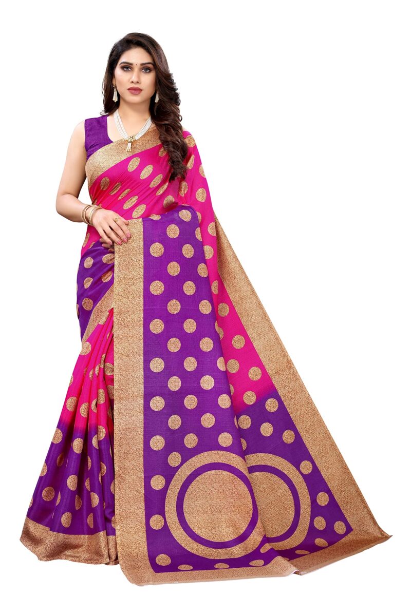 Tarshika Women's Art Silk Printed Saree With Blouse Piece(KORA PINK_Free Size)