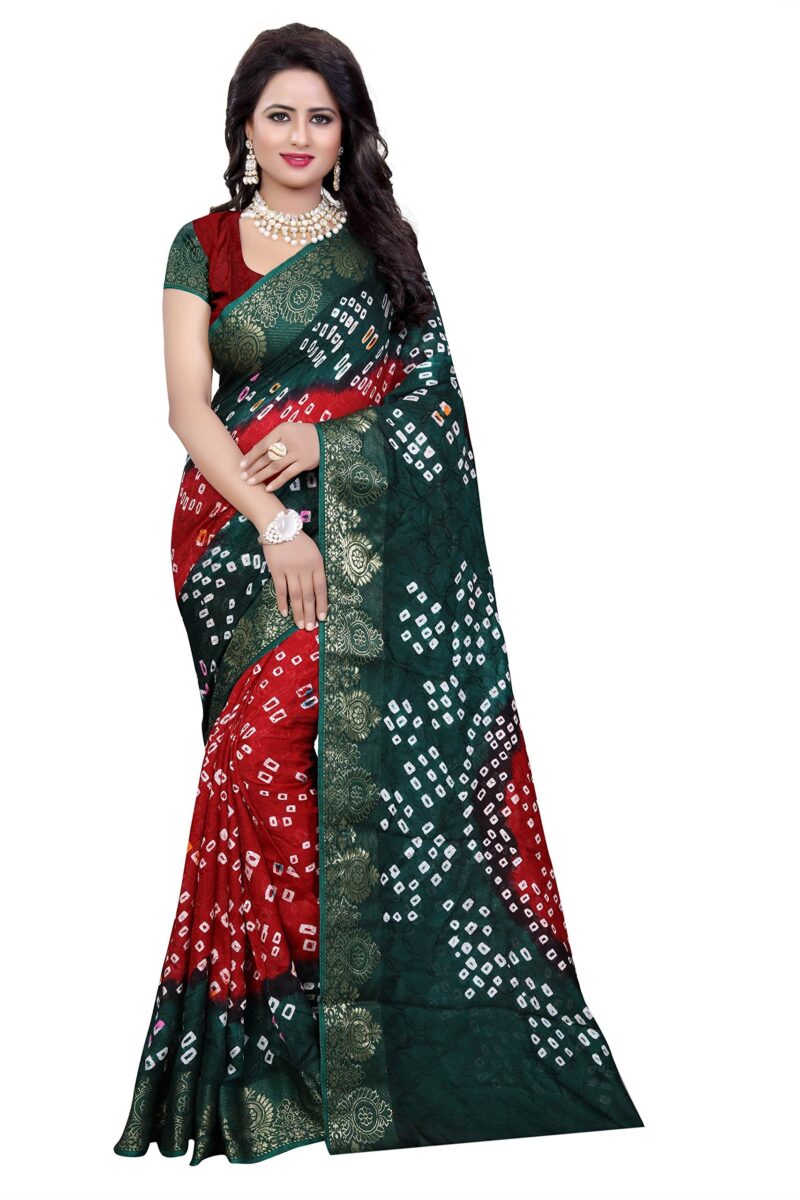 Dealsure Silk Women's Multicolor Bandhani Saree With Blouse Piece(Multicolor)