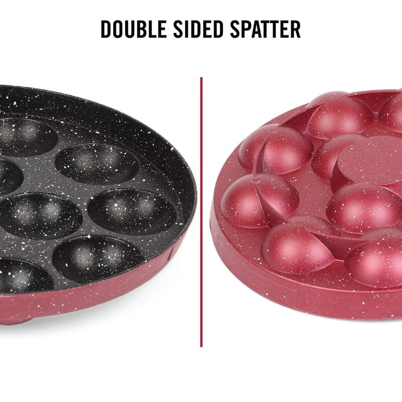 CELLO Crown Single Handle Appam 12 Cavity -Maroon (Aluminium) - Image 3