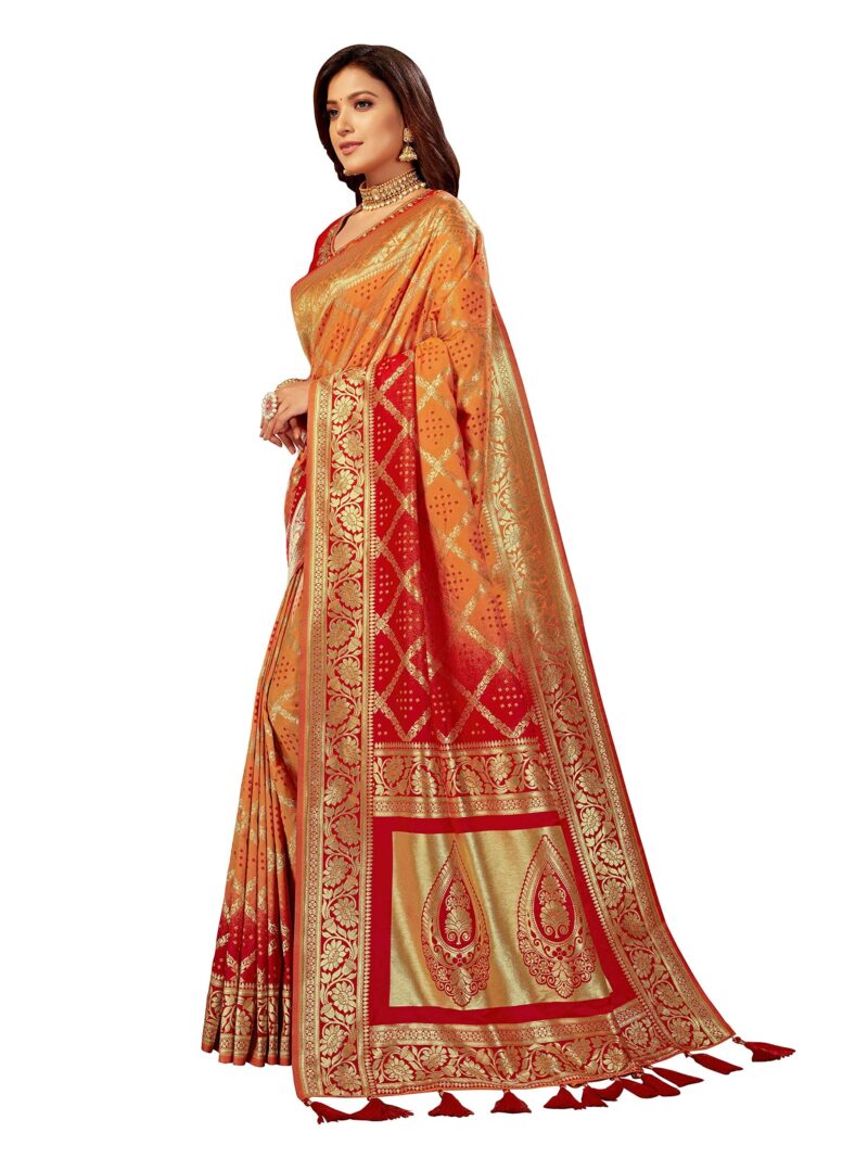 MANOHARI Women's Woven Silk Blend Saree With Un-stitched Blouse (MN868_Yellow) - Image 8