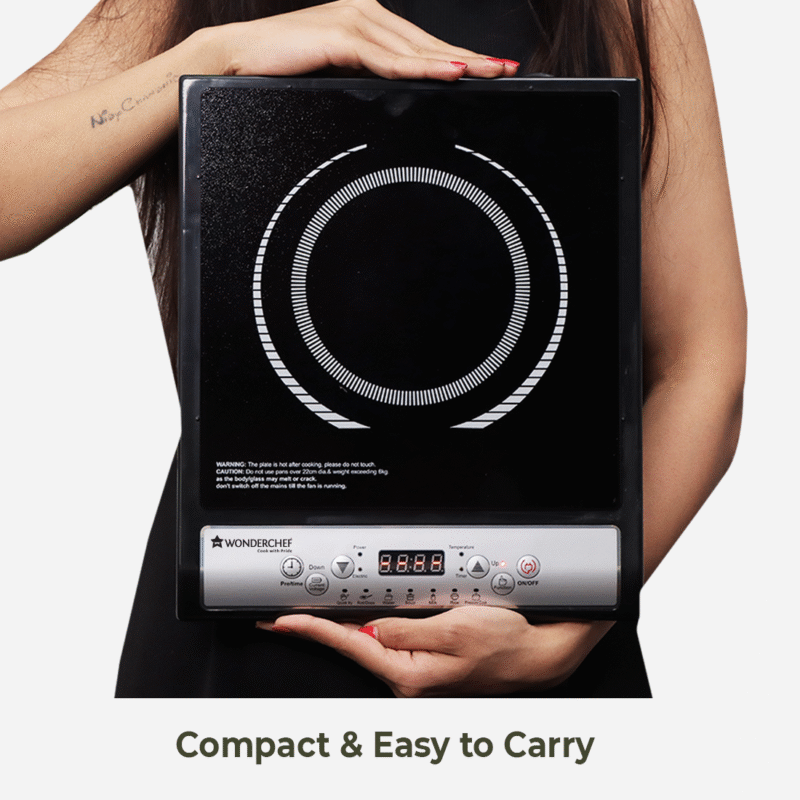 Torino Induction Cooktop with 11 Pre-set Cooking Menus|2000 Watt Induction Cooktop| Eco-friendly IGBT Technology|Crystal Glass Top Surface| LCD Digital Panel | Smart Touch Buttons|Compact & Portable Induction Cooktop| 2 Year Warranty - Image 9