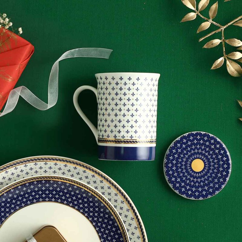 Sicilia Fine Bone China Coffee Mug with Lid - Royal Blue - 1 pc - Image 7