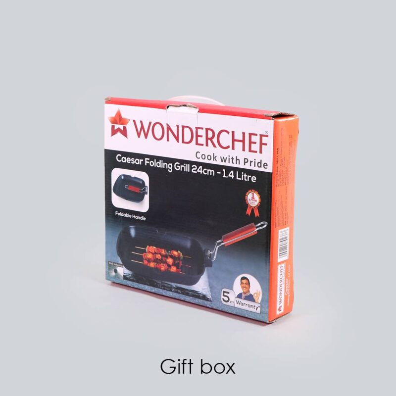 Caesar Nonstick Folding Grill Pan | Ideal for Barbeque, Tandoori & Sandwiches | Smart Folding Handle | Space Saver | Gas & Induction Friendly | PFOA Free | 2.3L | 5 Year Warranty | Black - Image 4