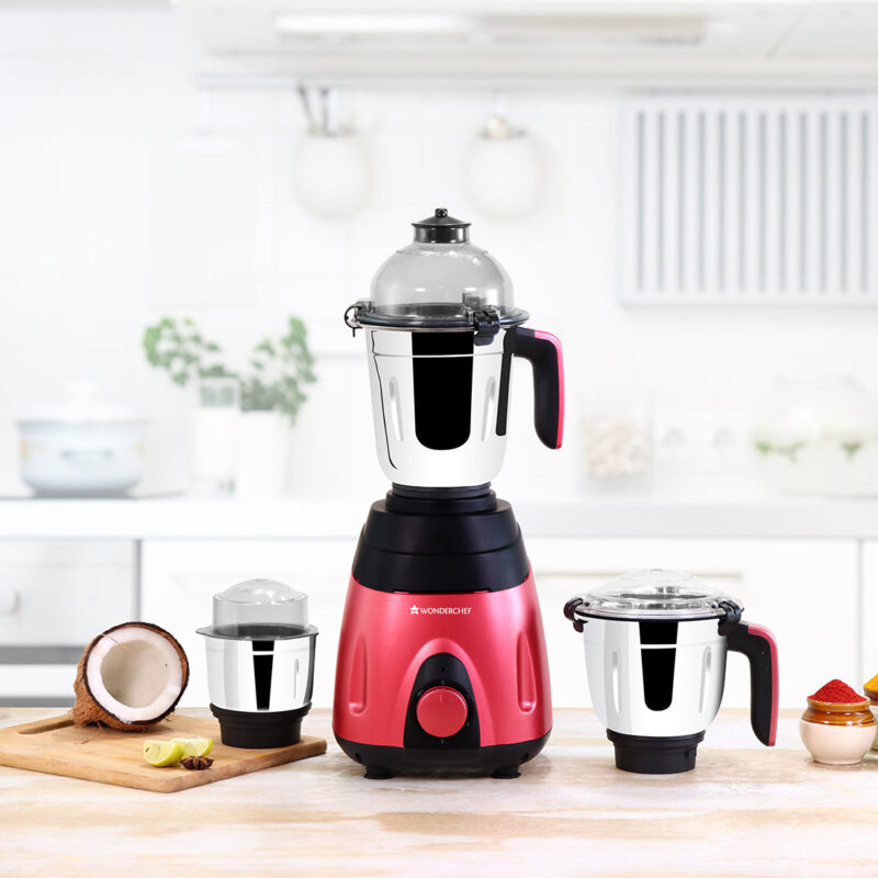 Vietri Mixer Grinder 750W with 3 Thick Steel Jars, Stainless Steel Sharp Blades, Secure Lid, 3 Speed Settings, 5 years Warranty on Motor, Black & Red - Image 8