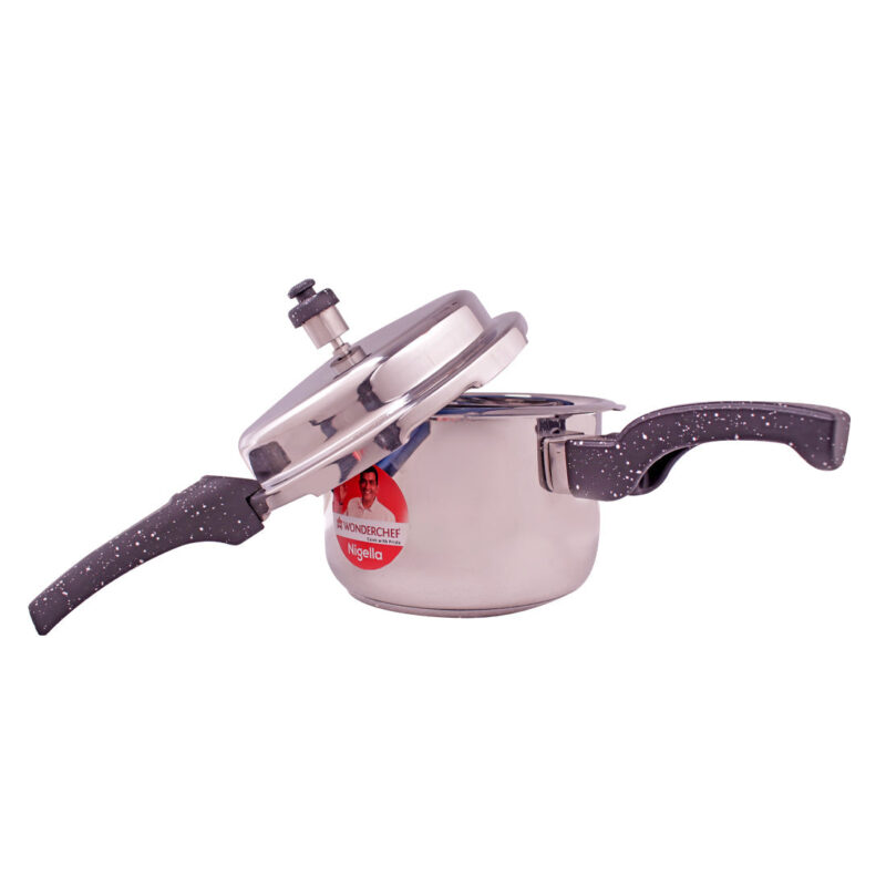 Granite Induction Base 3L Pressure Cooker with Outer Lid, Silver with Black Handle - Image 5