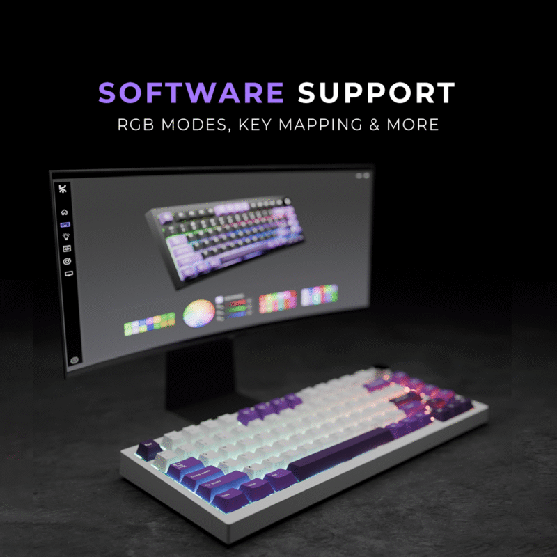 Swarm White Purple Wireless Gaming Keyboard - Image 13