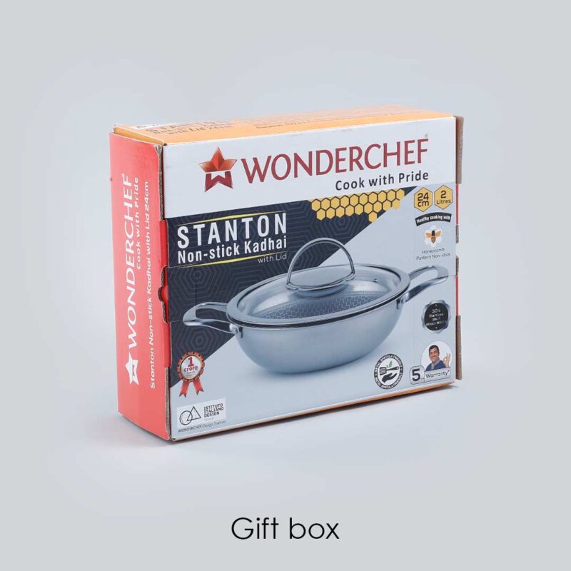 Stanton 24 cm Non-stick Kadhai/Kadai with Lid - 2 Litre | 3 ply steel - Image 8