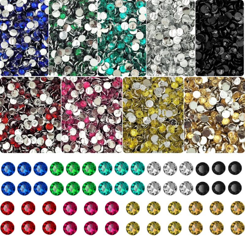 INDIKONB Multicolor Rhinestones Flatback Pastable Kundan Stones Gemstones and Crystals for Art and Crafts, Jewellery Making, Clothes, Embroidery Material DIY kit (4 mm, Multicolor)