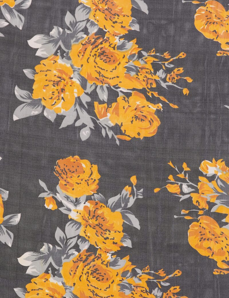 Tarshika Women's Yellow Floral Printed Georgette Saree with unstitched blouse piece(FLORAL YELLOW_W_Free Size) - Image 4