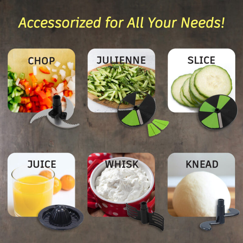 Turbo Dual Speed Food Processor, Multi-purpose, High Speed, Chop Vegetables, Julienne, Whisk, Slice, Mince, Knead Atta, Blend Juices - Image 3