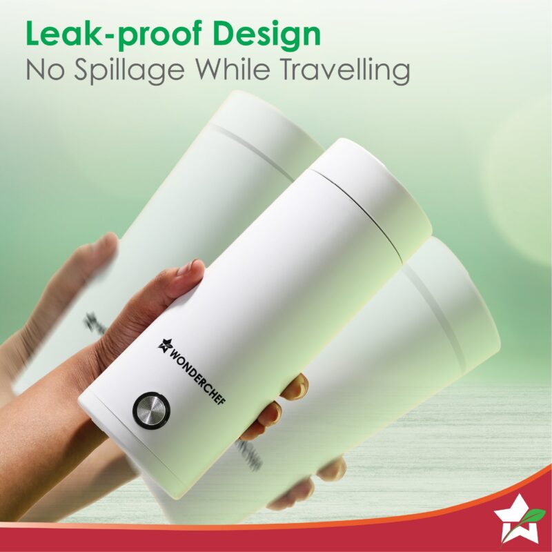 Crescent Travel Kettle | 400ml | Sleek and Compact | Leak-proof | Steam Release System | High-Quality Stainless Steel Interior | LED Indicator | Complete Manual Control - Image 3