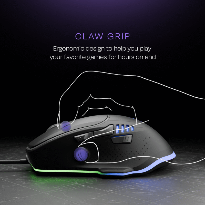 Hawk Gaming Mouse - Black - Image 4