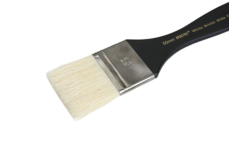 Brustro Artists White Bristle Wide Flat Brush - Series 1002 - Size - 50MM (for Oil & Acrylic) - Image 3