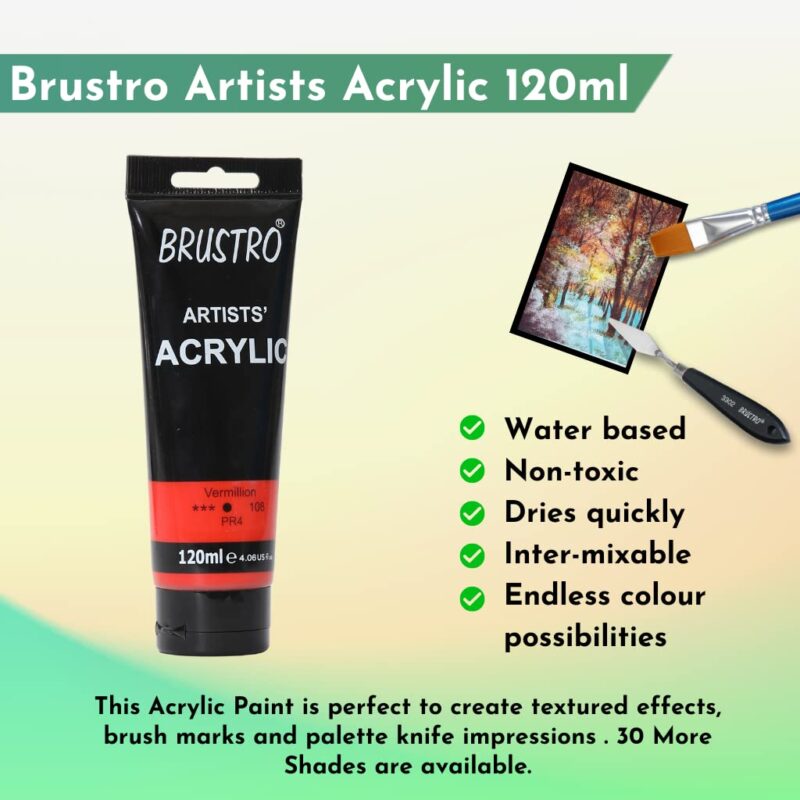 Brustro Artists' Acrylic 120ml Vermillion - Image 2