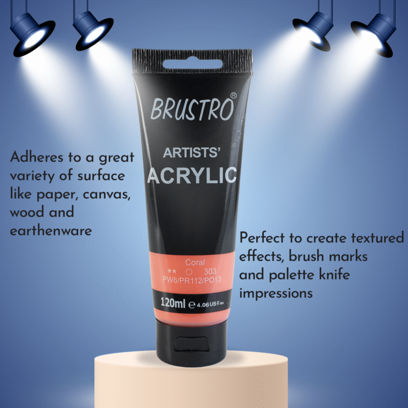 BRUSTRO Artists Acrylic 120ml Coral (Pastel Tone) - Image 2