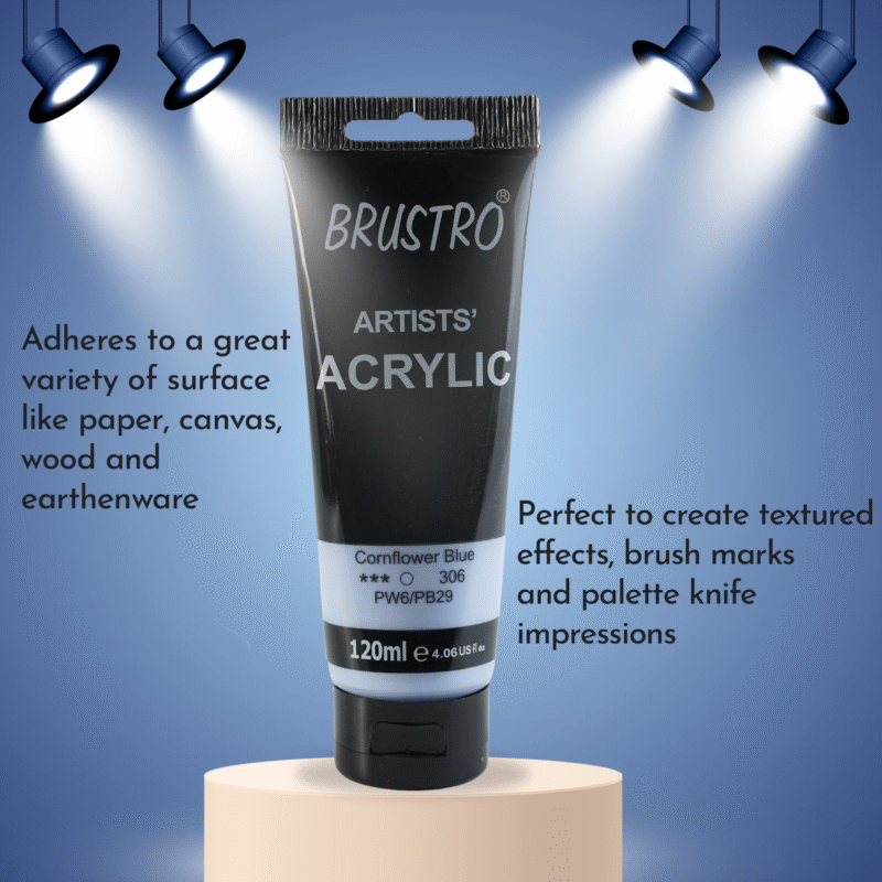 BRUSTRO Artists Acrylic 120ml Cornflower Blue (Pastel Tone) - Image 2