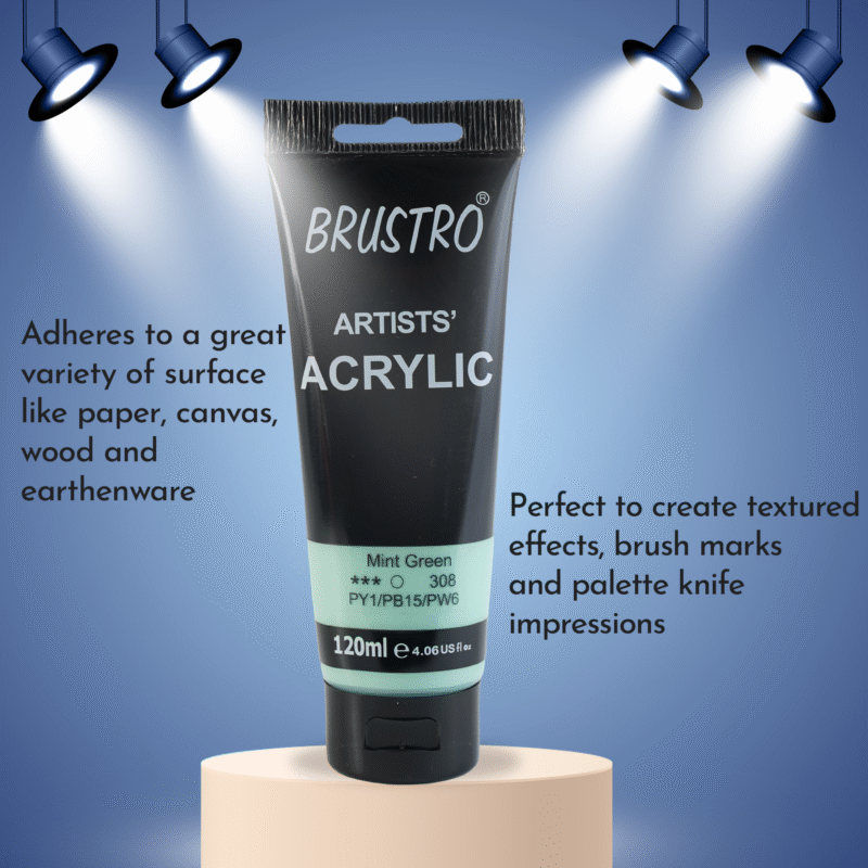 BRUSTRO Artists Acrylic 120ml Mint Green (Pastel Tone) - Image 2