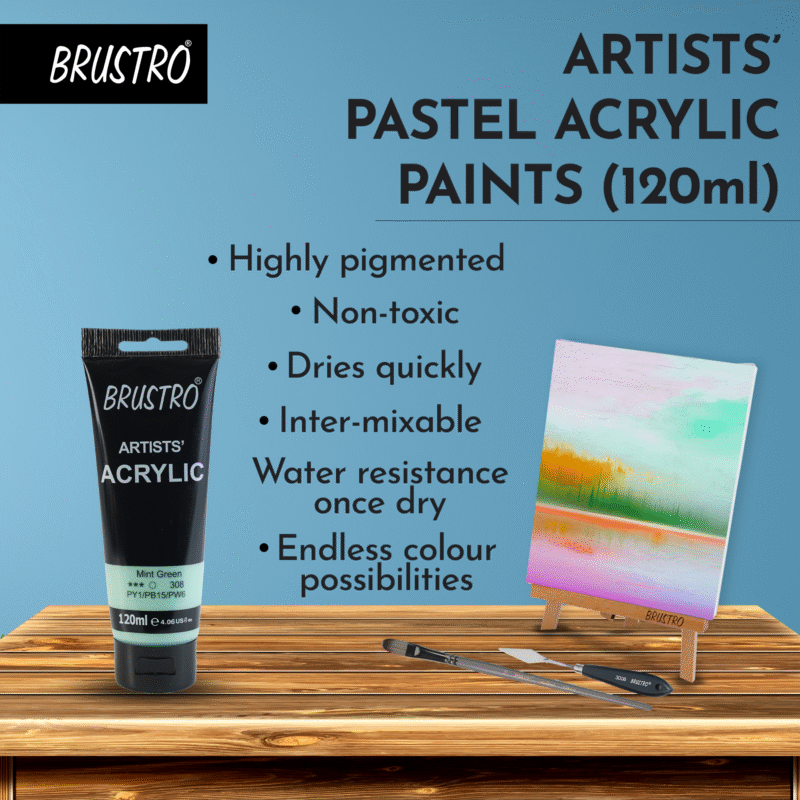 BRUSTRO Artists Acrylic 120ml Mint Green (Pastel Tone) - Image 4